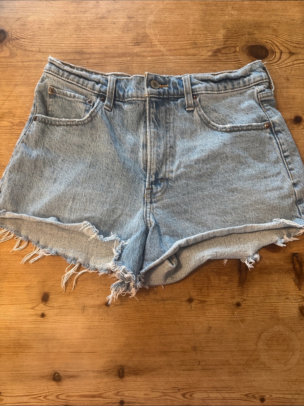 Abercrombie & Fitch Light Blue Distressed Denim Shorts